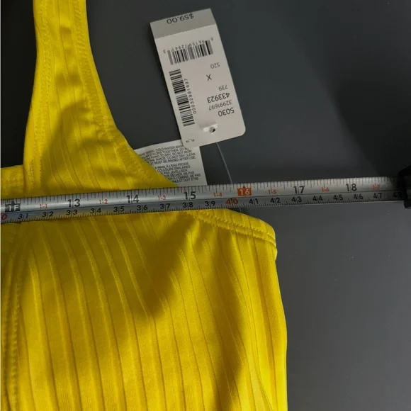 Addition Elle Yellow Ribbed Fitted Tank Top - Picture 5 of 5